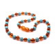 Polished Baroque Style Cognac Baltic Amber With Turquoise Teething Necklace
