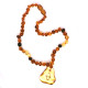 Polished Baroque Style Cognac Baltic Amber Teething Necklace And Pendant With Zodiac Sign
