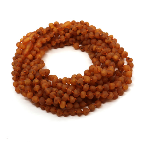 Unpolished Baroque Style Cognac Color Amber Baby Teething Necklace 10pcs