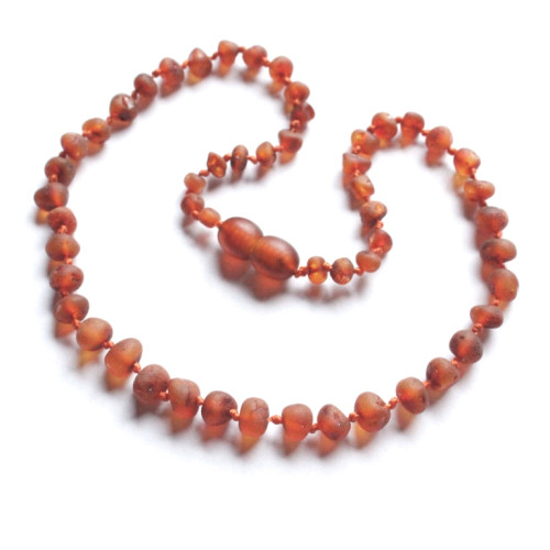 Unpolished Baroque Style Cognac Color Baltic Amber Teething Necklace