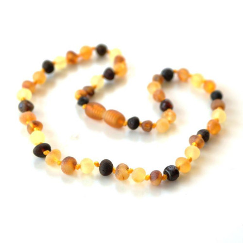 Unpolished Baroque Style Multicolor Baltic Amber Teething Necklace