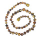 Polished Baroque Style Dark Green Amber Baby Teething Necklace