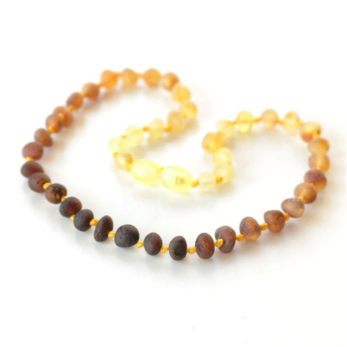 Unpolished Baroque Style Rainbow Baltic Amber Teething Necklace