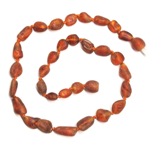 Unpolished Olive Cognac Amber Baby Teething Necklace