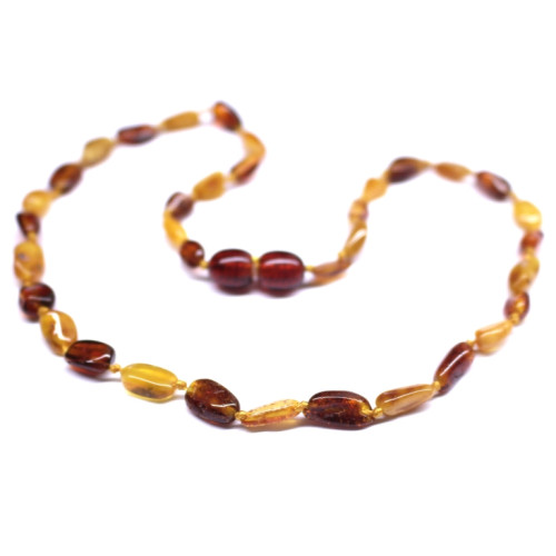 Polished Bean Style Milky / Cognac Amber Baby Teething Necklace