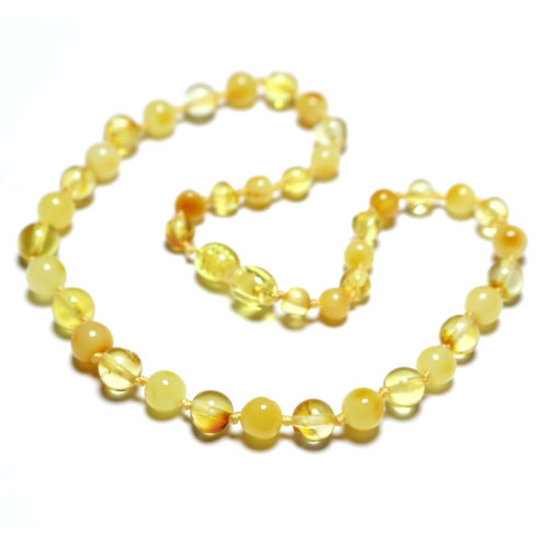 LUXURY Polished Round Style Lemon / Milky Teething Necklace