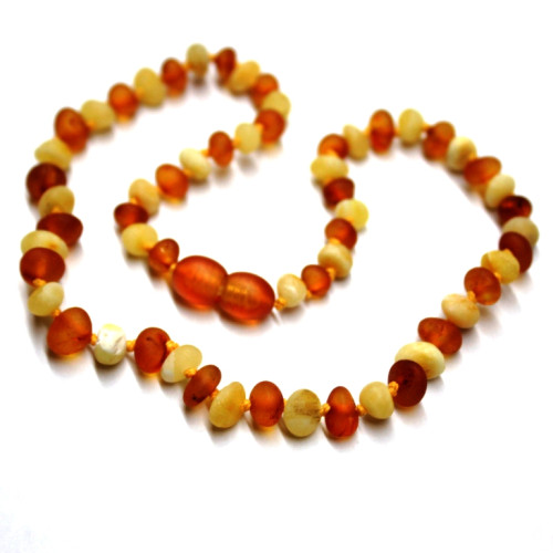 Unpolished Baroque Style Milky / Cognac Baltic Amber Teething Necklace