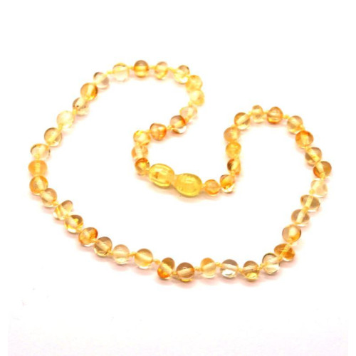 Polished Baroque Style Light Honey Amber Baby Teething Necklace
