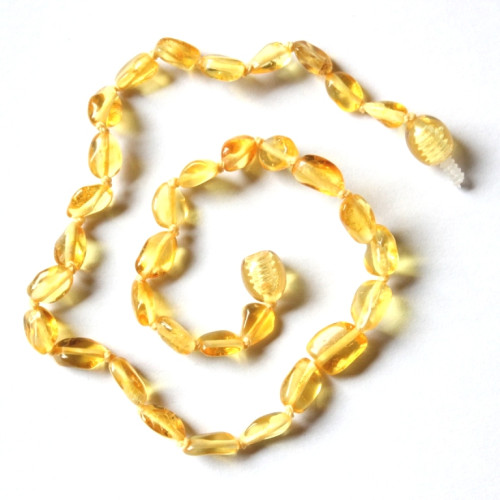 Polished Bean Style Lemon Amber Baby Teething Necklace