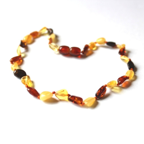 Polished Bean Style Multi-color Amber Baby Teething Necklace