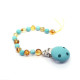  Dummy Clip Holder pacifier chain with honey color baroque Baltic amber and turquoise