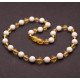 Polished Baroque Style Honey Baltic Amber With Onyx Teething Necklace