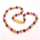 Polished Baroque Style Honey Baltic Amber With amethyst Teething Necklace