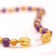 Polished Baroque Style Honey Baltic Amber With amethyst Teething Necklace