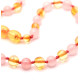 Polished Baroque Style Honey Baltic Amber With ROSE QUARTZ Teething Necklace