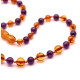 Polished Baroque Style Cognac Baltic Amber With amethyst Teething Necklace
