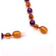 Polished Baroque Style Cognac Baltic Amber With amethyst Teething Necklace