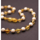 Polished Baroque Style Honey Baltic Amber With Howlite Teething Necklace