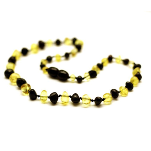 Polished Baroque Style Lemon/Cherry  Amber Baby Teething Necklace