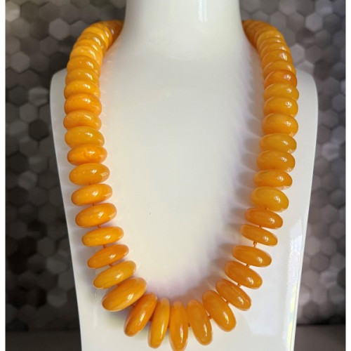 Luxury  Antique Color Baltic Amber Disc Necklace
