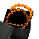 Classic Round Baltic Amber Bead Necklace with 925 Sterling Silver Clasp – Cognac Amber, 51 cm (20.08")