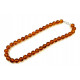 Classic Round Baltic Amber Bead Necklace with 925 Sterling Silver Clasp – Cognac Amber, 51 cm (20.08")