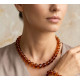 Classic Round Baltic Amber Bead Necklace with 925 Sterling Silver Clasp – Cognac Amber, 51 cm (20.08")