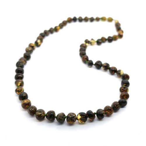 Polished Baroque Style Dark Green Healing Necklace