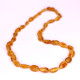 Unpolished Bean Style Honey Baltic Amber Adult  Necklace