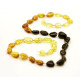 Polished Bean Style Rainbow Baltic Amber Adult Necklace