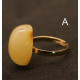 Gold Color Adjustable Ring With Royal Milky Color Baltic Amber 