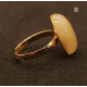 Gold Color Adjustable Ring With Royal Milky Color Baltic Amber 