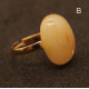 Gold Color Adjustable Ring With Royal Milky Color Baltic Amber 