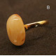 Gold Color Adjustable Ring With Royal Milky Color Baltic Amber 