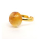 Vintage Gold Color Adjustable Ring With Lemon Color Baltic Amber 10
