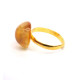 Vintage Gold Color Adjustable Ring With Lemon Color Baltic Amber 10