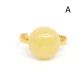 Vintage Gold Color Adjustable Ring With Royal Milky Color Baltic Amber 