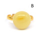 Vintage Gold Color Adjustable Ring With Royal Milky Color Baltic Amber 