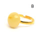 Vintage Gold Color Adjustable Ring With Royal Milky Color Baltic Amber 