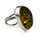 Adjustable Sterling Silver Ring with Green Baltic Amber