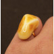 Gold Color Adjustable Ring With Royal Milky Baltic Amber 