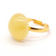 Gold Color Adjustable Ring With Royal Milky Color Baltic Amber 