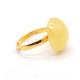 Gold Color Adjustable Ring With Royal Milky Color Baltic Amber 