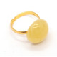 Gold Color Adjustable Ring With Royal Milky Color Baltic Amber 