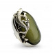 Unique Massive Green Amber Silver Lizard Ring