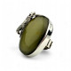 Unique Massive Green Amber Silver Lizard Ring