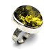 Adjustable Sterling Silver Ring with Green Baltic Amber