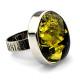 Adjustable Sterling Silver Ring with Green Baltic Amber