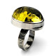 Adjustable Sterling Silver Ring with Green Baltic Amber