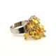 Silver Color Ring With Honey Baltic Amber - Adjustable